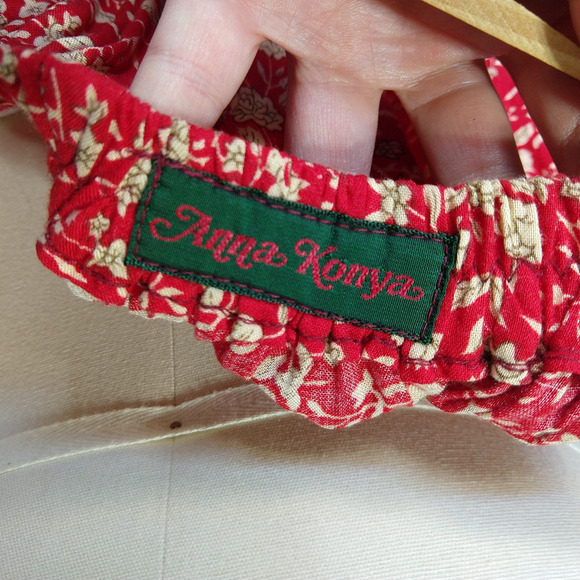 Anna Konya Vintage Red Floral Maxi Skirt One Size Tiered Hippie Bohemian - Picture 6 of 6